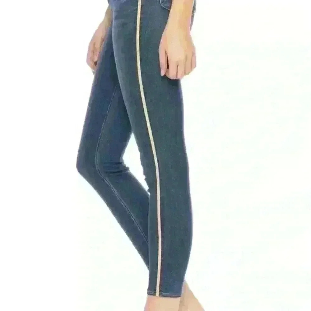 L’AGENCE gold stripe denim